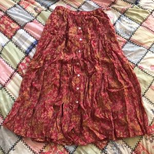 Floral Midi Button-Down Skirt